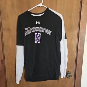Team-issued Under Armour Black and White Northwestern Long Sleeve Tee